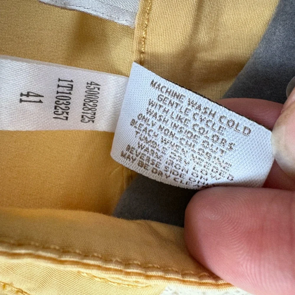 Chico's Pastel Yellow Full Zip Lightweight Mock Neck 3/4 Sleeve Cotton‎ Jacket L